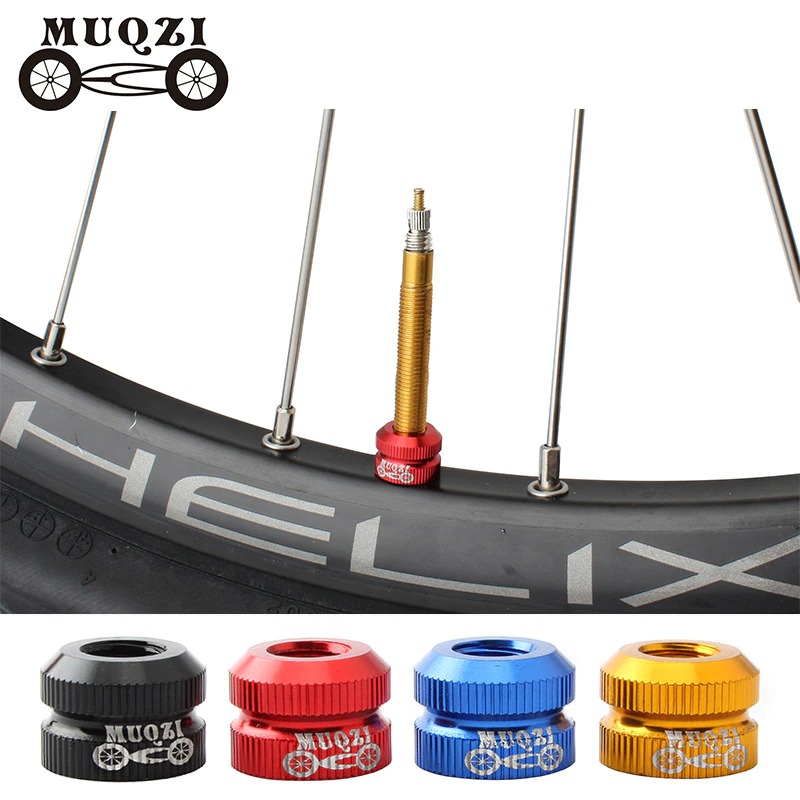 (2ชิ้น)น็อตวาล์วยางในรถจักรยานอลูมิเนียม MUQZI CNC Tire Vacuum Law Mouth Nut Bike Tire Inner Valve Cap