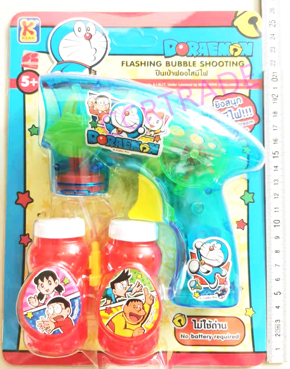 ปืนเป่าฟองโดราเอม่อนมูฟวี่ +น้ำยา 2 ขวด มีไฟ(ลิขสิทธิ์แท้)(1x3)