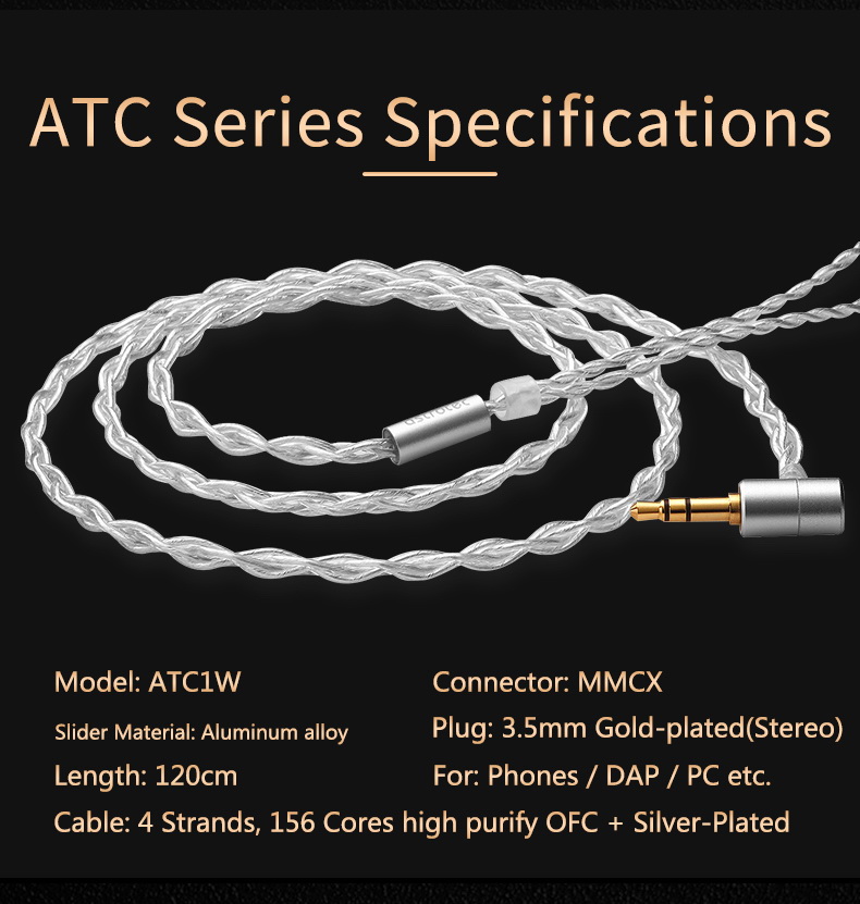 ขาย Astrotec ATC2 สายอัพเกรดหูฟัง OFC 72 แกน ชุบเงิน ขั้ว MMCX