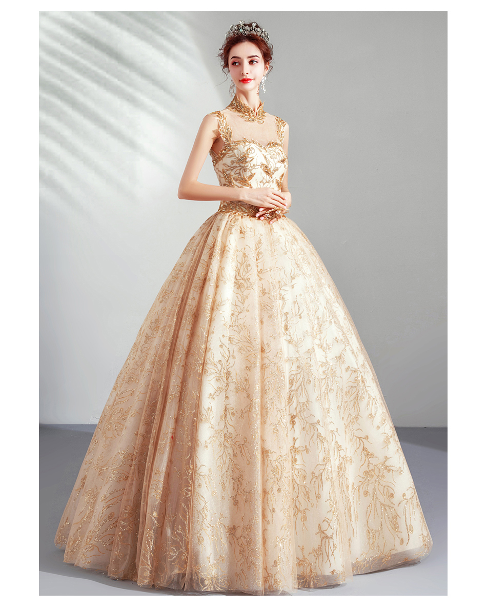 DL096 **พรีออเดอร์** ชุดออกงานสีทอง ชุดราตรี เดรสยาวออกงาน (Night party dresses) ชุดไปงานแต่งงานสวยๆ "ธีมสีทอง