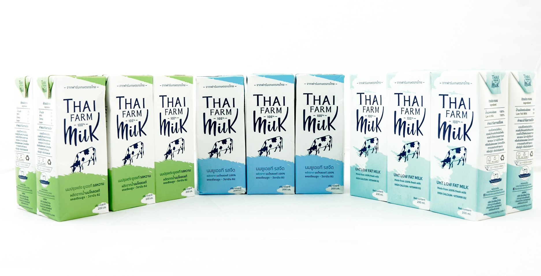 ไทยฟาร์ม นมโคสด รสหวาน (กล่องสีเขียว) ขนาด 200 มล. (Thai Farm Milk - Sweet taste 200ml) แพ็ค 6 กล่อง