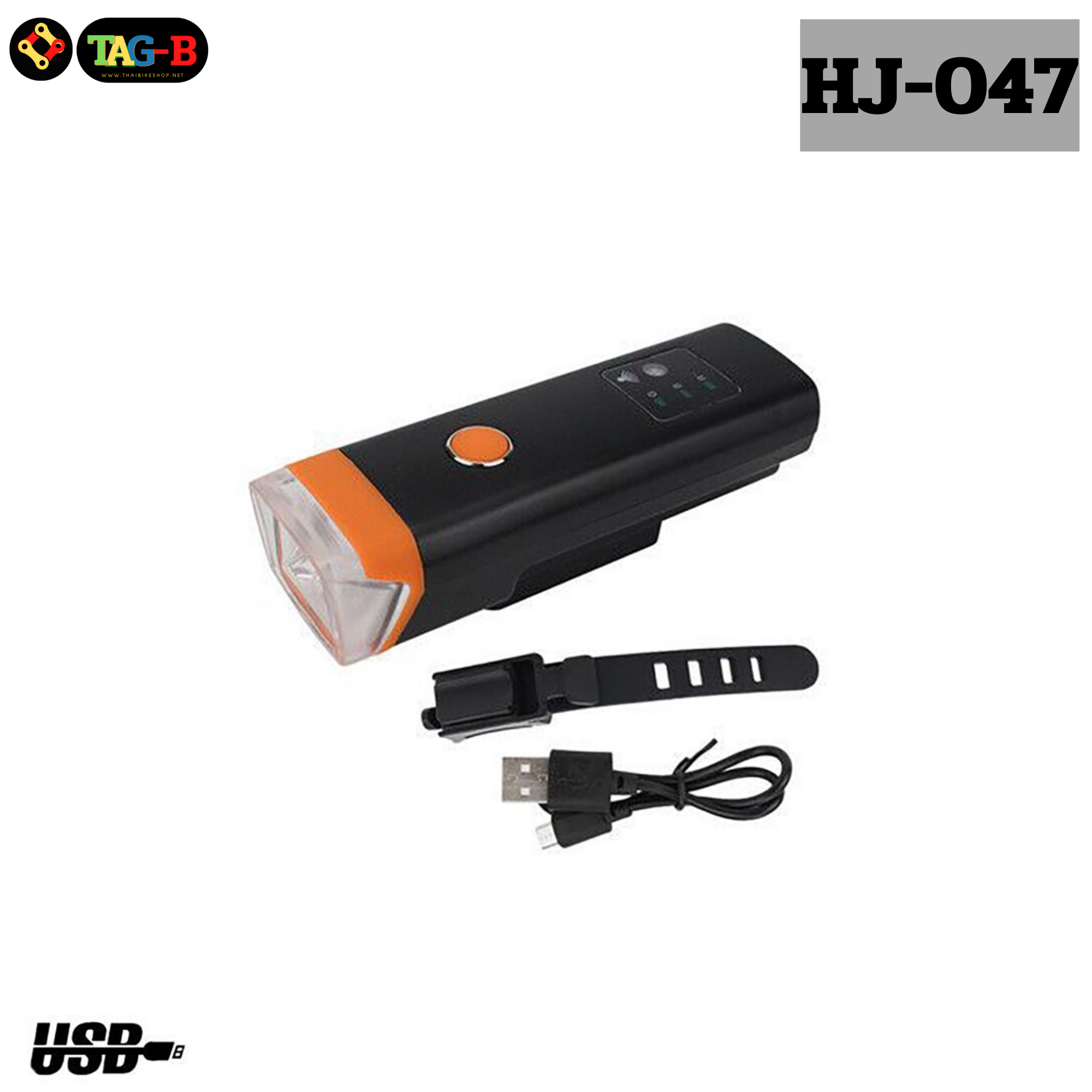 ไฟหน้าจักรยานแบบชาร์จ TAG-B HJ-047 USB LED BIKE LIGHT 350LM