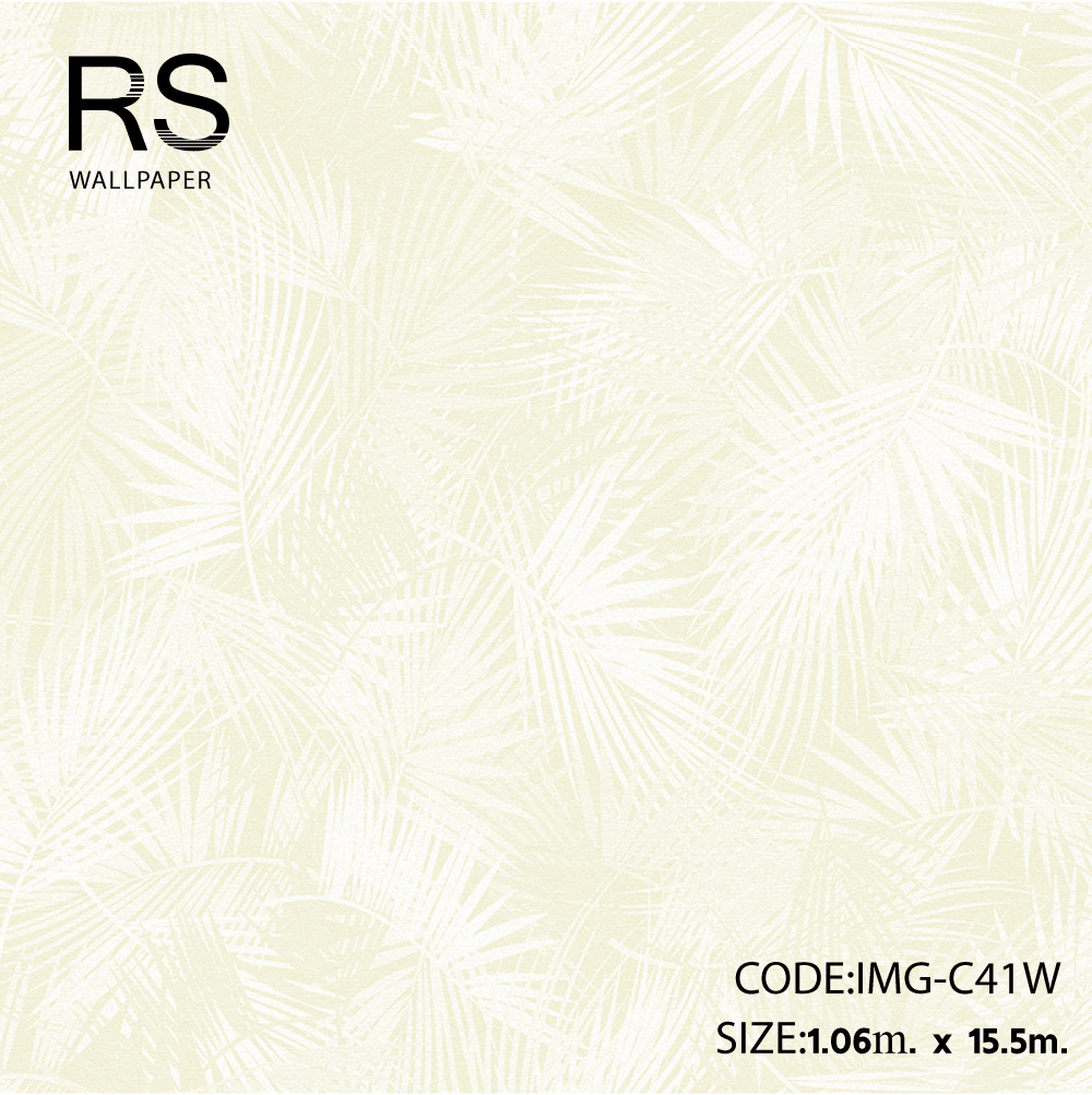 วอลเปเปอร์ลายใบไม้ สีครีม IMG-C41W