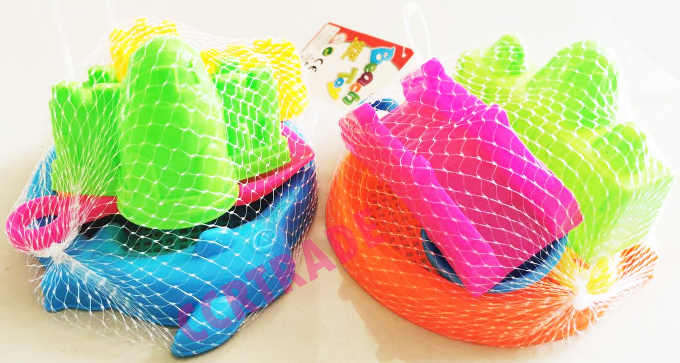 ถาดโลมาเล่นทราย 5 ชิ้น ถุงตาข่าย 16.5 ซม.