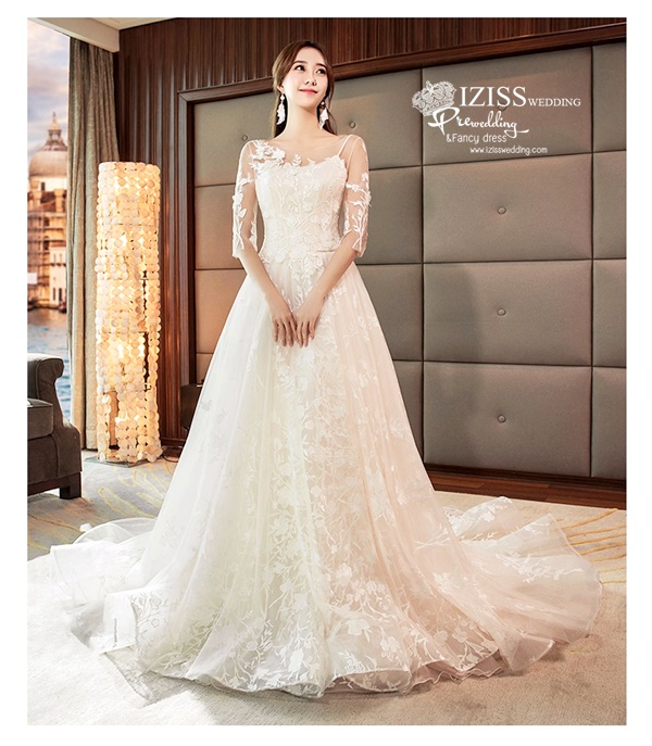 BR359 **พรีออเดอร์**ชุดแต่งงาน&ชุดเจ้าสาวแนวเรียบหรู สีขาวเกรดพรีเมี่ยม น่ารัก สวยโดดเด่นไม่ซ้ำใคร