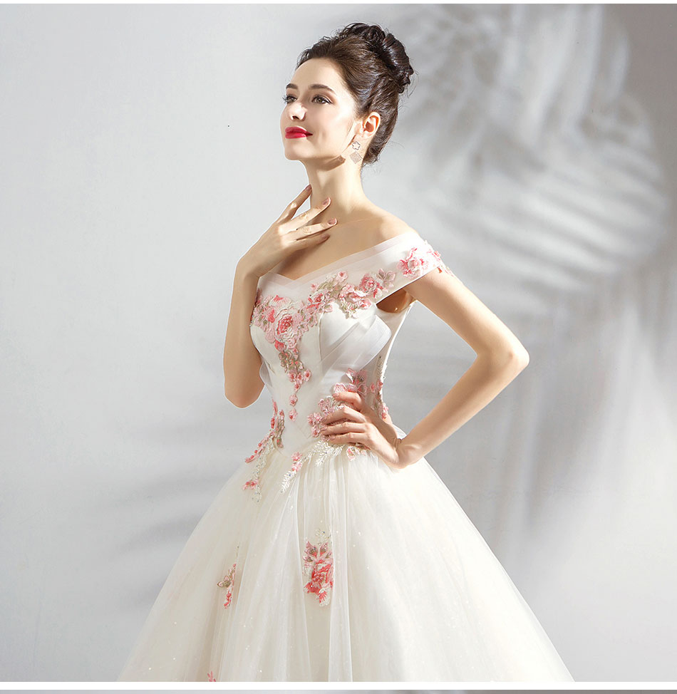 DL097 **พรีออเดอร์** ชุดออกงานสีขาวชมพู ชุดราตรี เดรสยาวออกงาน (Night party dresses) ชุดไปงานแต่งงานสวยๆ "ธีมสีขาวชมพู"