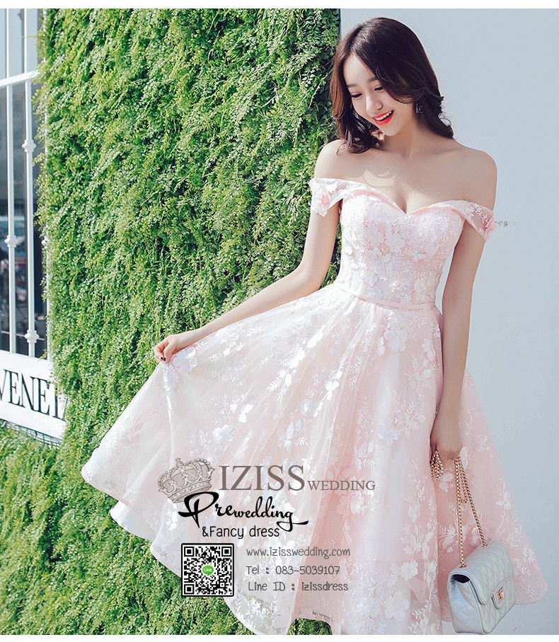 DS031 - **Pre order** ชุดราตรี เดรสสั้นออกงาน (short dresses) ชุดไปงานแต่งงานสวยๆ "ธีมโอโรส"