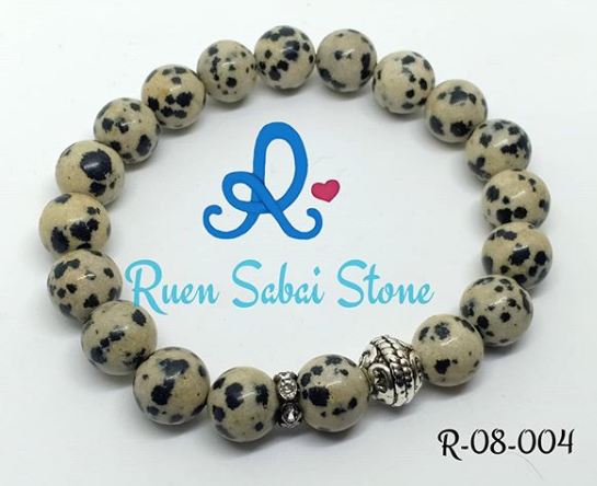 กำไลหิน Dalmatian Jasper ช่วยให้รู้จักตัวเองมากขึ้นทั้งจุดแข็งและจุดด้อย ช่วยเพิ่มความมีชีวิตชีวา ขนาด 8 มม. เกรด A+