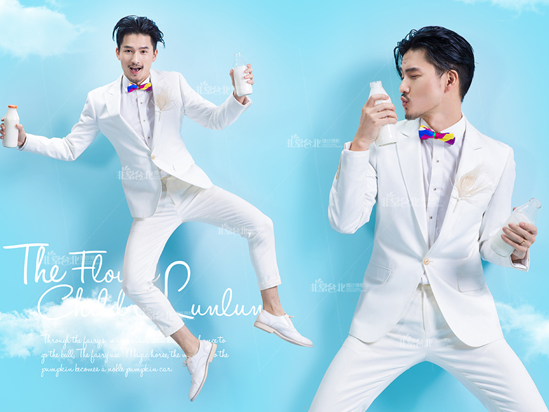 PW400- **พรีออเดอร์**ชุดคู่ถ่ายพรีเวดดิ้ง (prewedding dress) & ชุดแต่งงานแฟนซี (Fancy wedding dress)ชายหญิง "ธีมสีขาว"