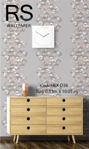 วอลเปเปอร์ลายโมเดิร์นกราฟฟิกเป็นทางสลับสีพื้นเทา HEX-D36