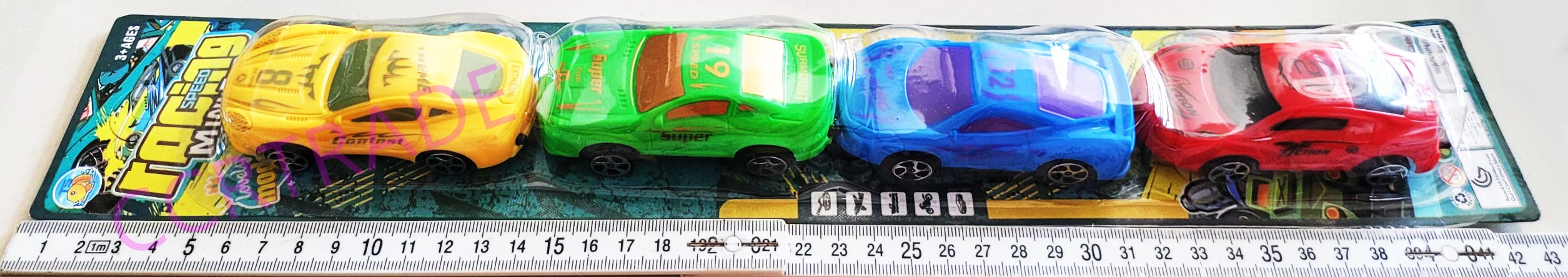 รถแข่งสีสด 4 คันแผงยาว 43 ซม.