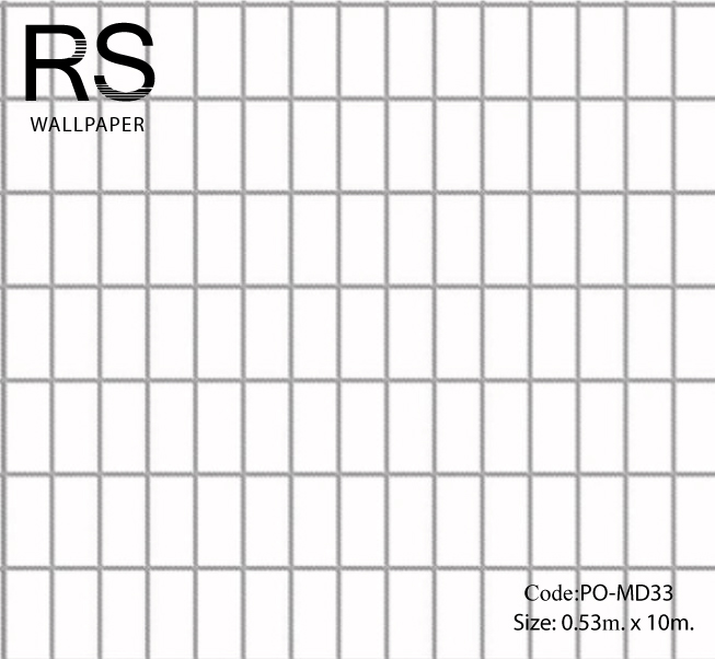 วอลเปเปอร์ลายตารางเล็กเส้นสีดำพื้นสีขาว PO-MD33