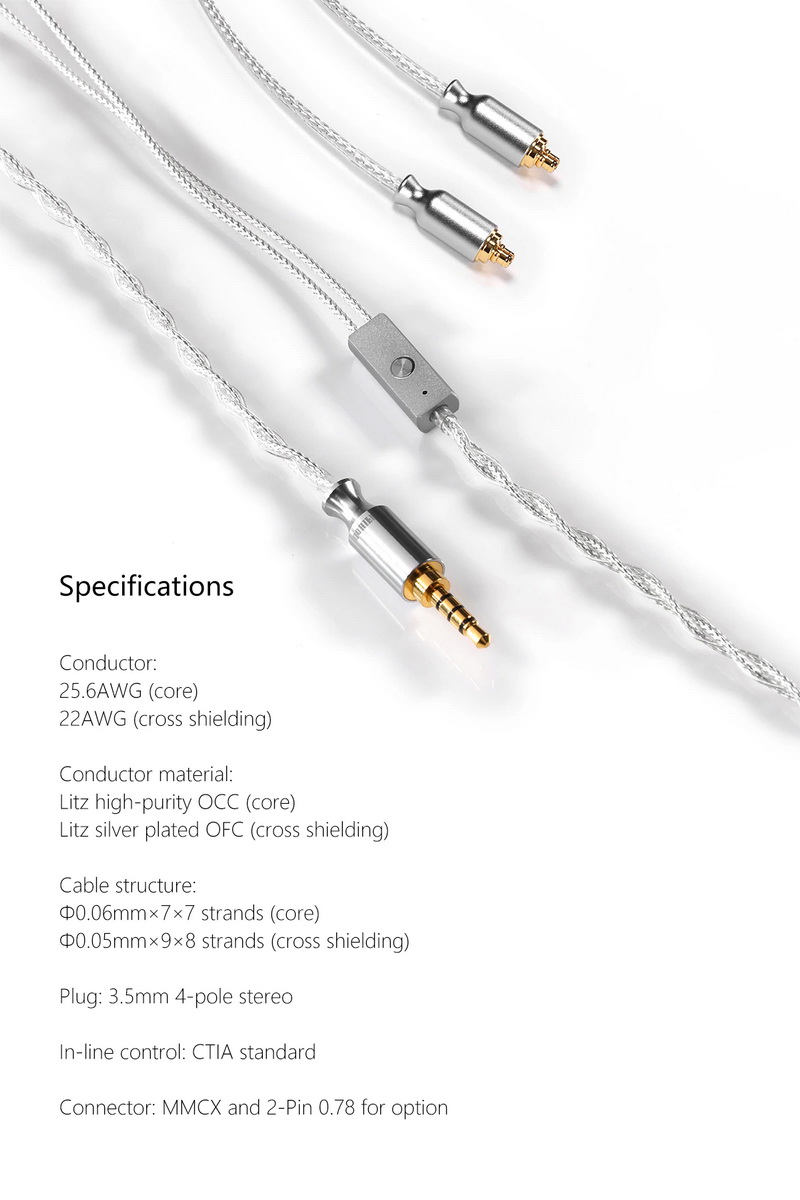 DD M120A สายอัพเกรดหูฟัง Litz OCC หุ้มฉนวน Litz OFC ชุบเงิน ประกันศูนย์ไทย