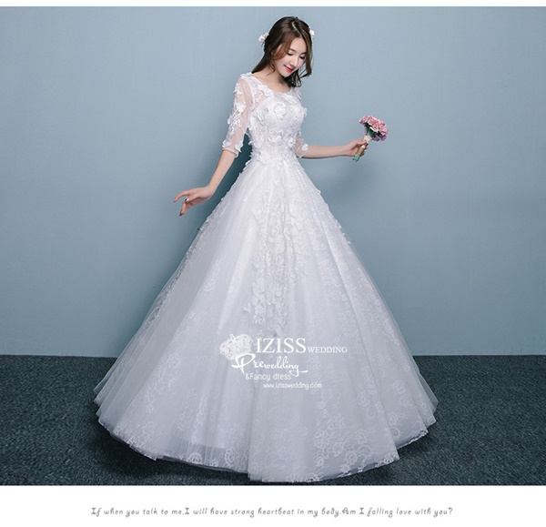 BR292 **พรีออเดอร์**ชุดแต่งงาน&ชุดเจ้าสาวแบบยาวสีขาวเกรดพรีเมี่ยม หรูหราน่ารัก สวยโดดเด่นไม่ซ้ำใคร