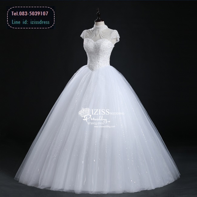 BR170 **พรีออเดอร์**ชุดแต่งงาน&ชุดเจ้าสาวแบบยาวสีขาวเกรดพรีเมี่ยม ดีเทล Luxery หรูหราด้วยคริสตัลใสทอลายเรียงเส้นโชว์ไหล่ละเนินอก ถักต่อตั้งแต่ช่วงคอมาจนถึงช่วงแขน หรูหราไฮโซ สวยโดดเด่นไม่ซ้ำใคร