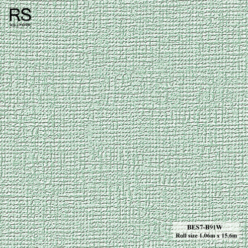วอลเปเปอร์ ลายผ้าพื้นสีเขียวมิ้นท์ BES7-B91W