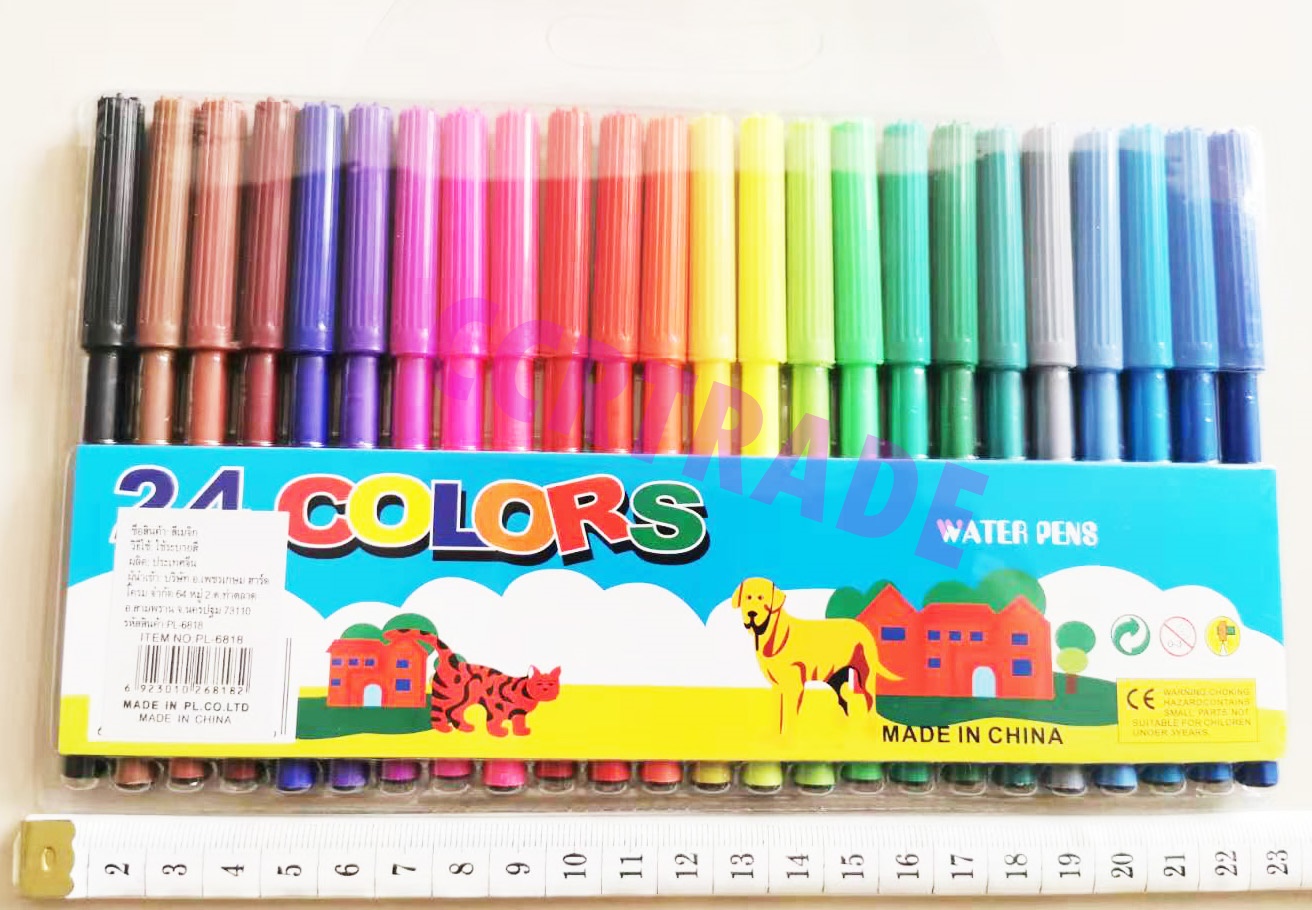 ปากกาเมจิ 24 สี+กระเป๋าใส 22 ซม.