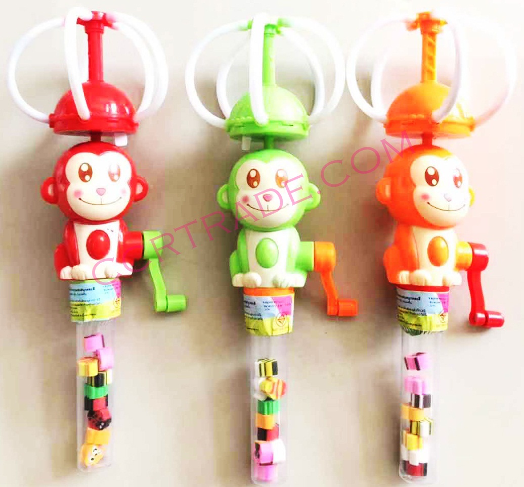 ลิงน้อยมือหมุน+ยางลบ มีเพลงมีไฟ 23.5 ซม.