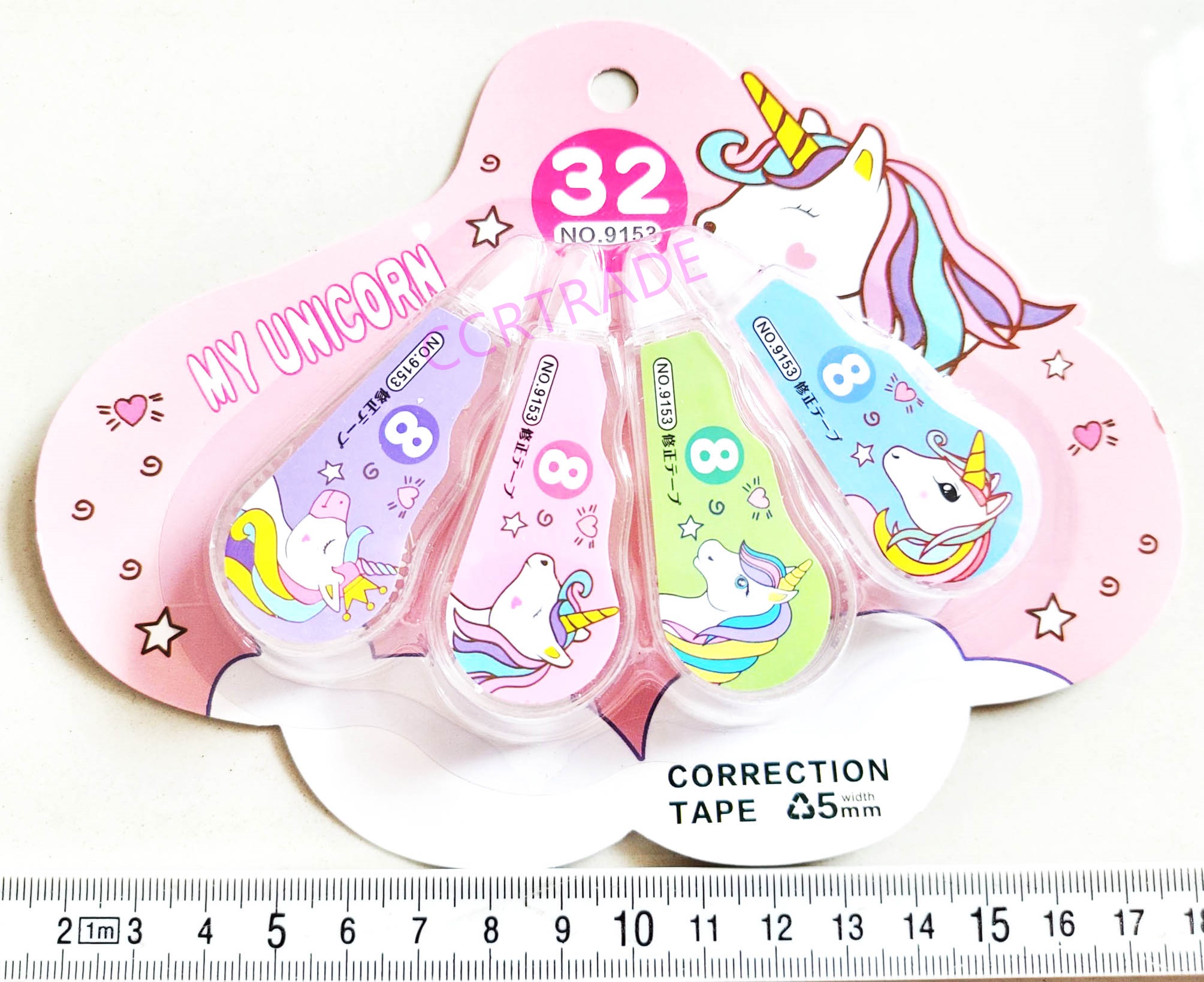 เทปลบคำผิดยูนิคอร์น 4 ชิ้นแผง 17 ซม.(1x24)