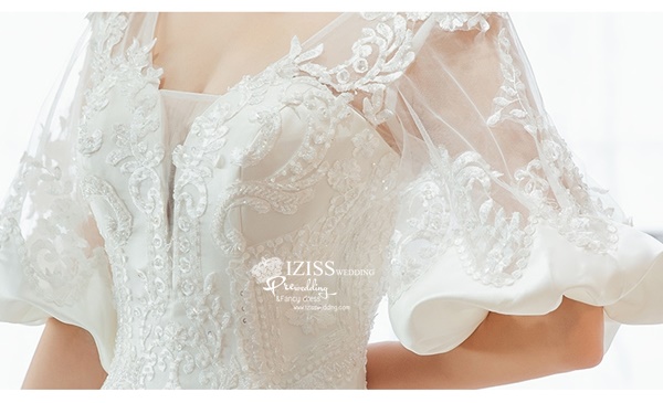 BR345 **พรีออเดอร์**ชุดแต่งงาน&ชุดเจ้าสาวแบบยาวอลังการ สีขาวเกรดพรีเมี่ยม หรูหราน่ารัก สวยโดดเด่นไม่ซ้ำใคร