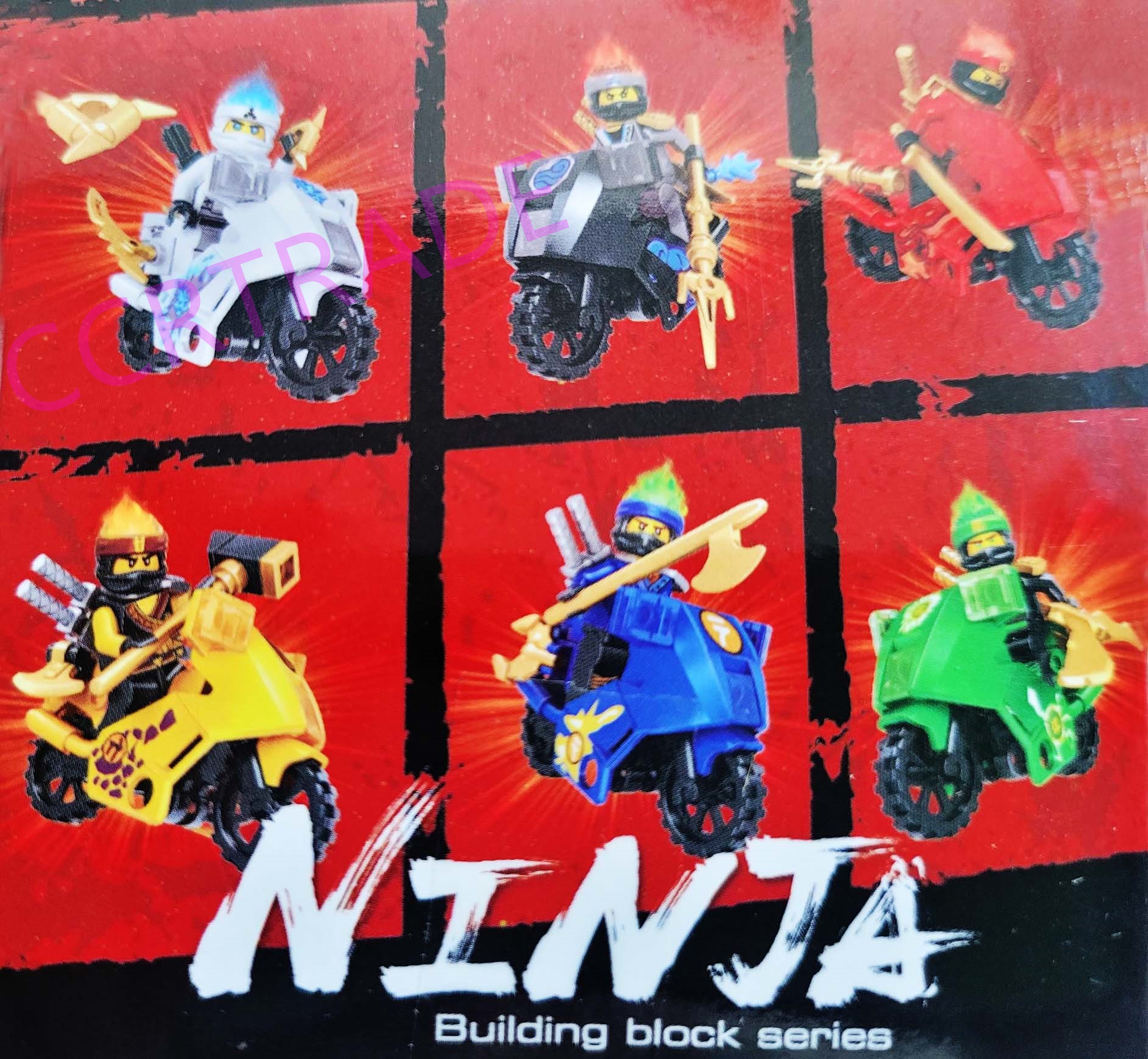 เลโก้นินจา+มอเตอร์ไซค์กล่องแดง 8x14.5 ซม.