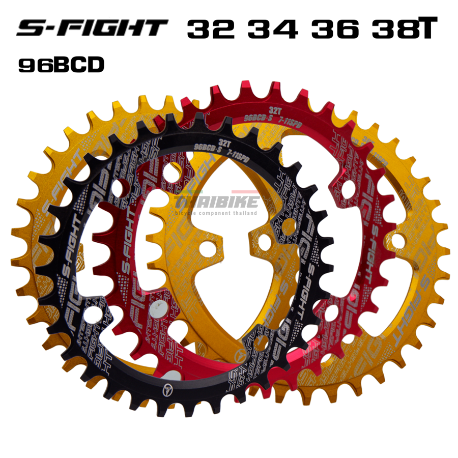ใบจานจักรยานเสือภูเขาแบบชั้นเดียว S-FIGHT 96BCD 36 38T