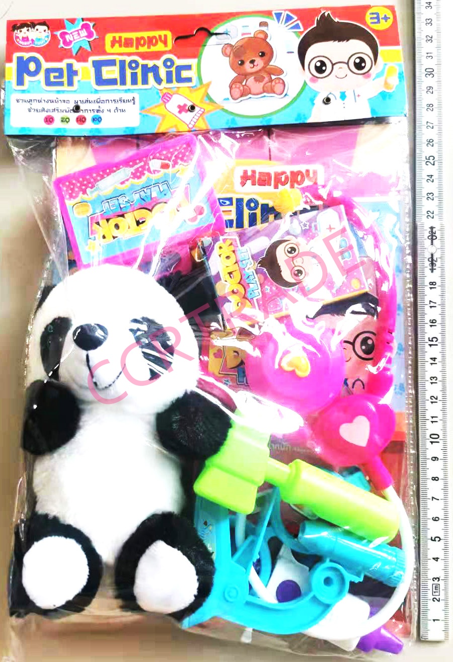 เซ็ทคุณหมอหูฟัง+ตุ๊กตาสัตว์เลี้ยงถุง PVC 22x34 ซม.(1x3)