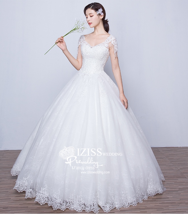 BR121 **พรีออเดอร์**ชุดแต่งงาน&ชุดเจ้าสาวแบบยาวสีขาวเกรดพรีเมี่ยม เปิดไหล่ มีแขน หรูหราน่ารัก สวยโดดเด่นไม่ซ้ำใคร