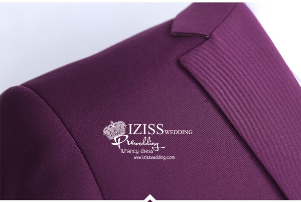 ST047- **พรีออเดอร์**สูทผู้ชายสีม่วง แบบกระดุมเดียว แขนยาว พร้อมกางเกง ชุดสูทเจ้าบ่าว สูทแฟนซี ถ่ายพรีเวดดิ้ง & ชุดแต่งงานแฟนซี (Fancy wedding dress) สูทผู้ชายสีม่วง