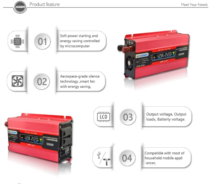 Inverter DC 12V to AC 220V 500W Modified Sine