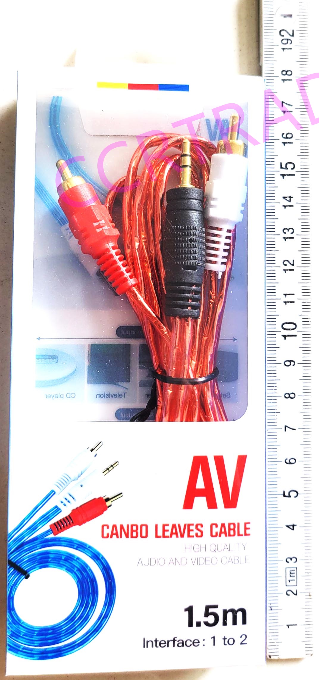 สายแจ็ค AUX เข้า 1ออก 2 สีสะท้อนกล่อง 1.5 เมตร