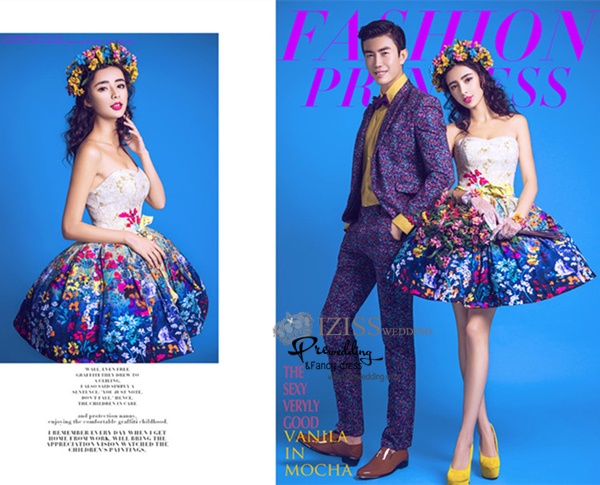 PW547- **พรีออเดอร์ค่ะ**ชุดคู่ถ่ายพรีเวดดิ้ง (prewedding dress) & ชุดแต่งงานแฟนซี (Fancy wedding dress)ชายหญิง "ธีมสีน้ำเงิน"