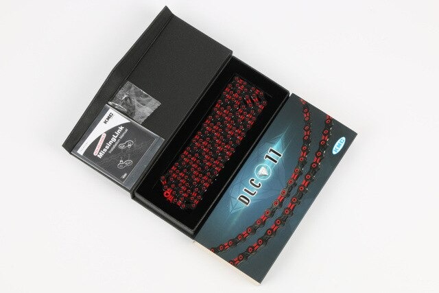 ของแท้ โซ่เพชร Kmc x11sl dlc, complete hollow super light chain, diamond chain color, 11 speed