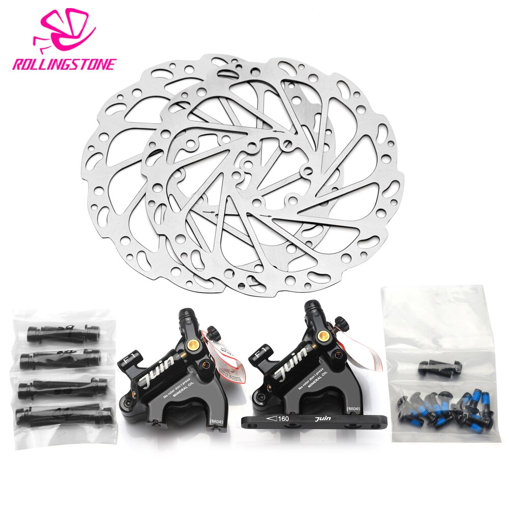 ชุดดิสเบรคจักรยานน้ำมันแบบดึงสาย Juin Tech F1 flat mount Disc Brake hydraulic แถมฟรีใบดิส 2 ใบ