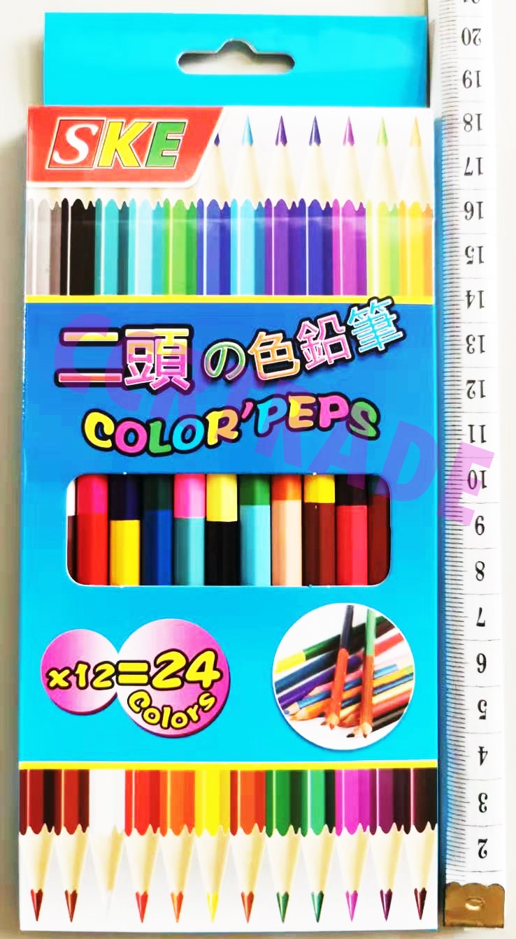 สีไม้แท่งยาว 24 สีกล่องสีสด 20 ซม.