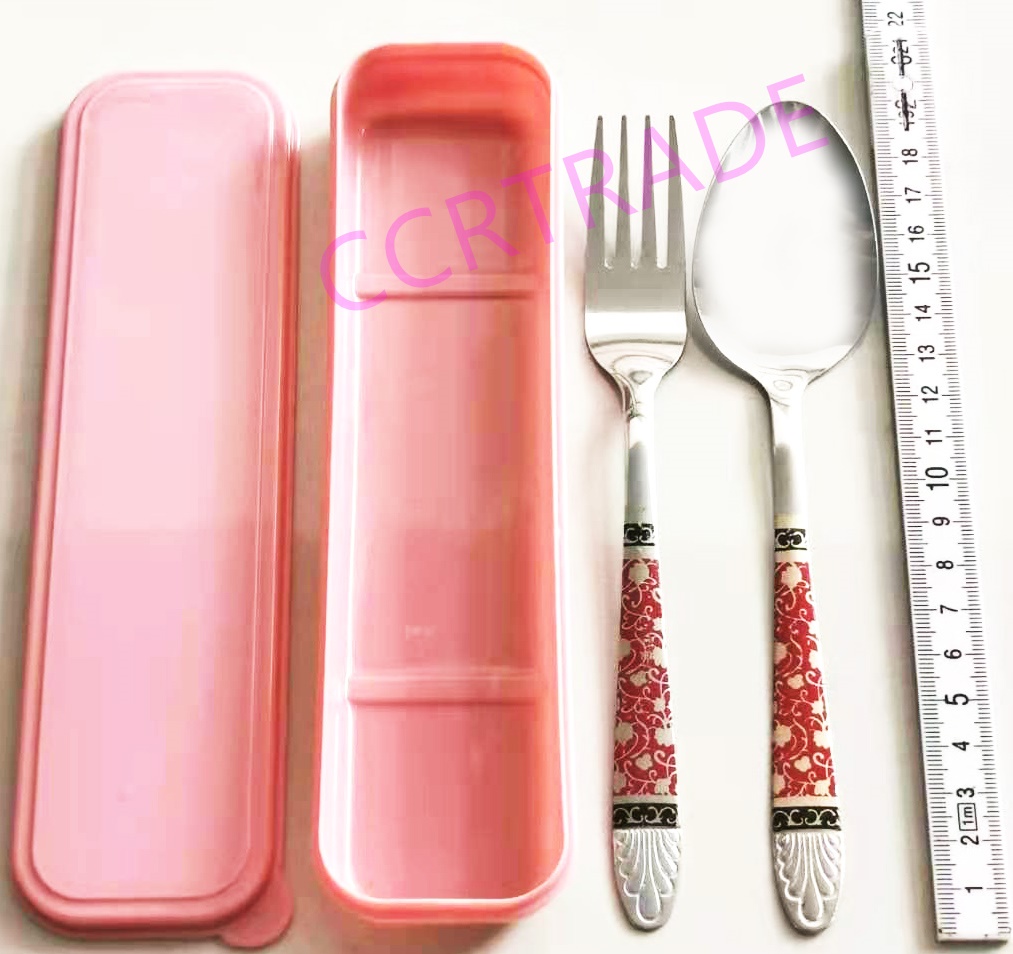 ชุดช้อนส้อมลายไทย+กล่องฝาปิด 20.5 ซม.