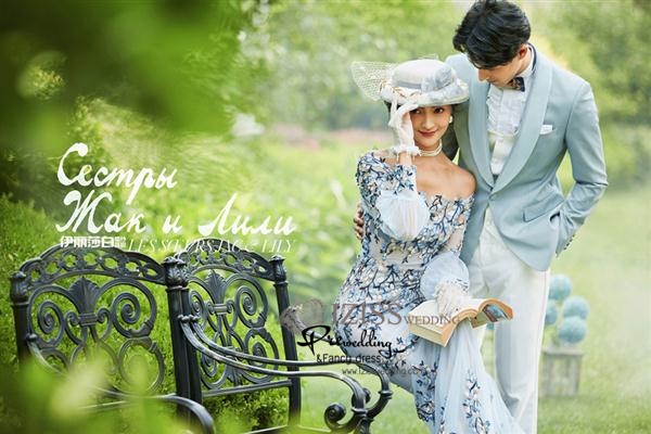 PW605- **พรีออเดอร์**ชุดแต่งงานแฟนซี ชุดเดรสสีฟ้า ชุดถ่ายพรีเวดดิ้ง (prewedding dress) & ชุดแต่งงานแฟนซี (Fancy wedding dress) "ธีมสีฟ้า"