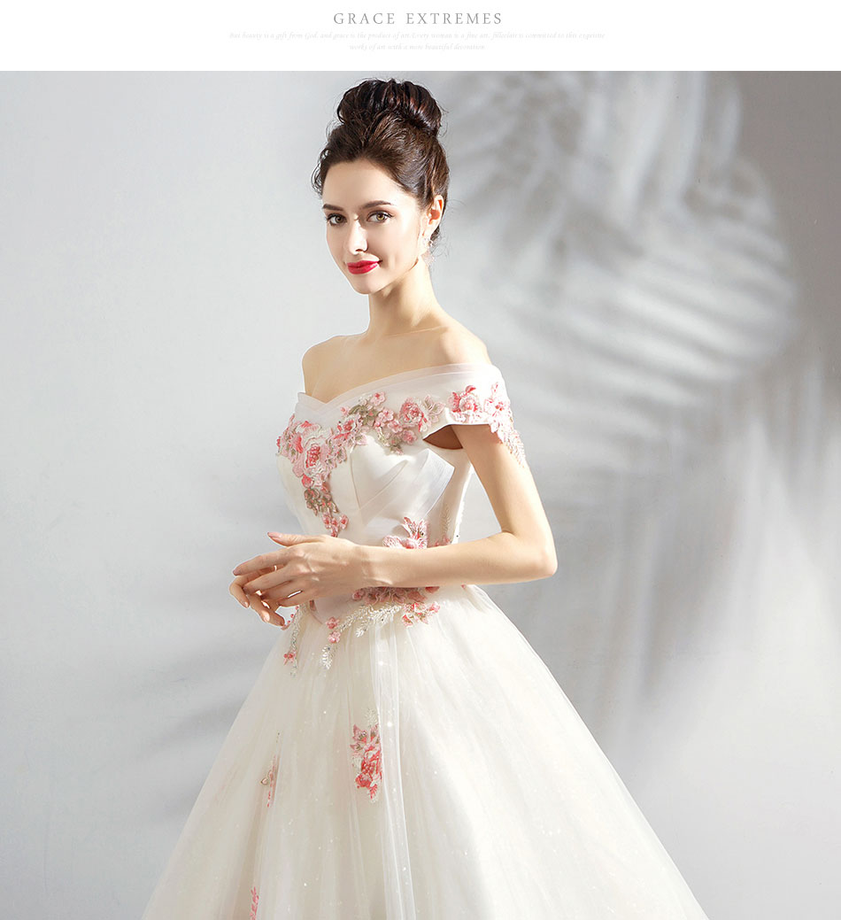 DL097 **พรีออเดอร์** ชุดออกงานสีขาวชมพู ชุดราตรี เดรสยาวออกงาน (Night party dresses) ชุดไปงานแต่งงานสวยๆ "ธีมสีขาวชมพู"