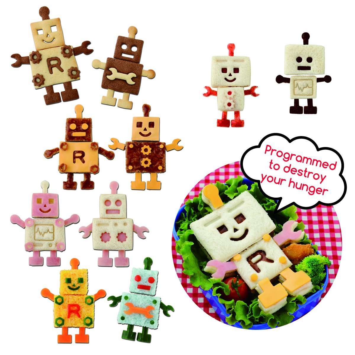 ++พร้อมส่ง++ พิมพ์กดขนมปัง แซนวิชปิดขอบ รูปหุ่นยนต์ -- CuteZCute Robo Bread Bento Sandwich Stamping Cutter สินค้านำเข้า USA แท้ค่ะ