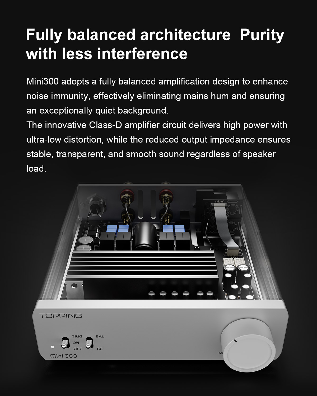Topping Mini 300 แอมป์ตั้งโต๊ะ ClassD แบบ Fully Balanced รองรับ Hi-Res ประกันศูนย์ไทย