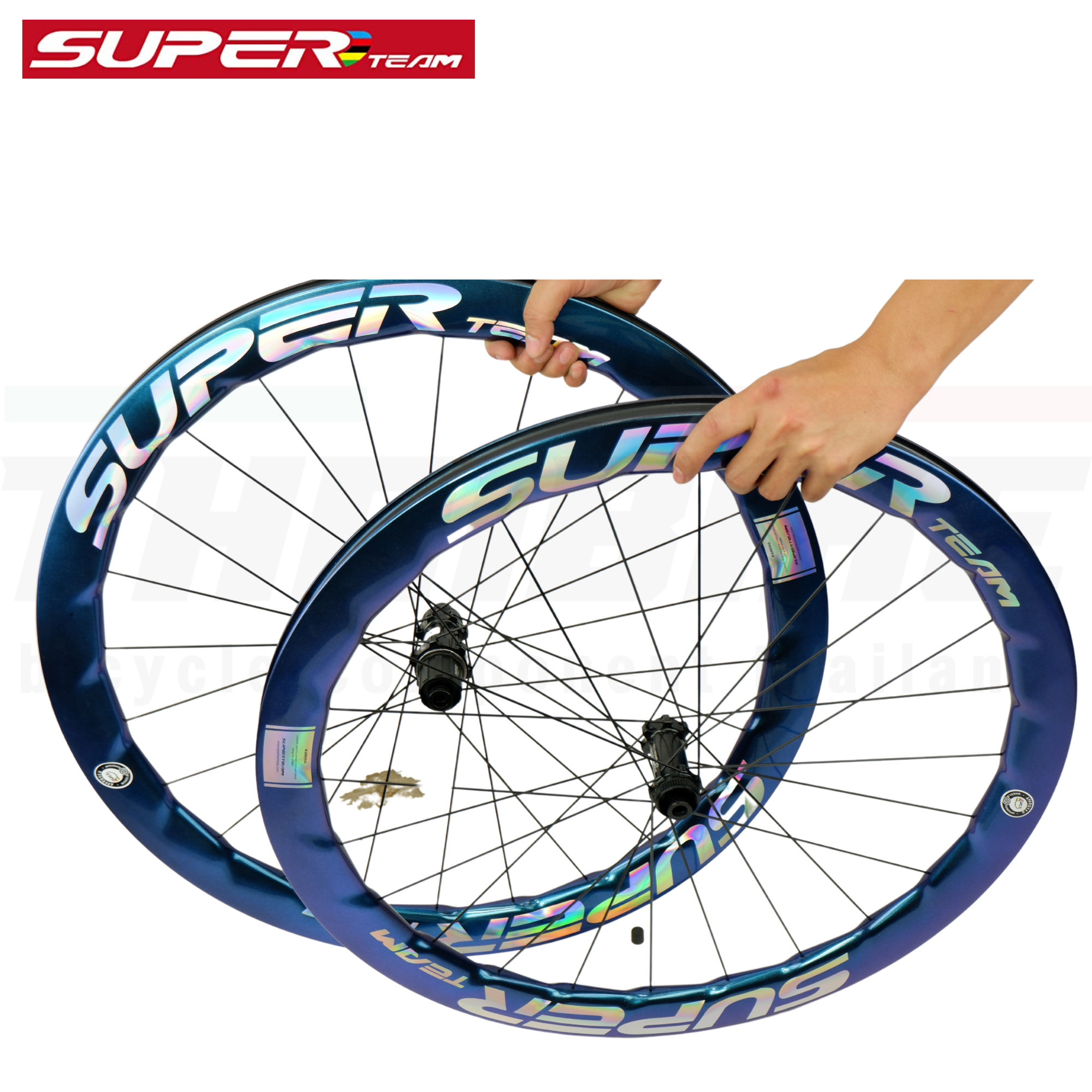 สีพิเศษ ดิสเบรค ล้อจักรยานเสือหมอบคาร์บอน SUPERTEAM CURVE PRO DISK ดิสก์เบรค ขอบ 50/50