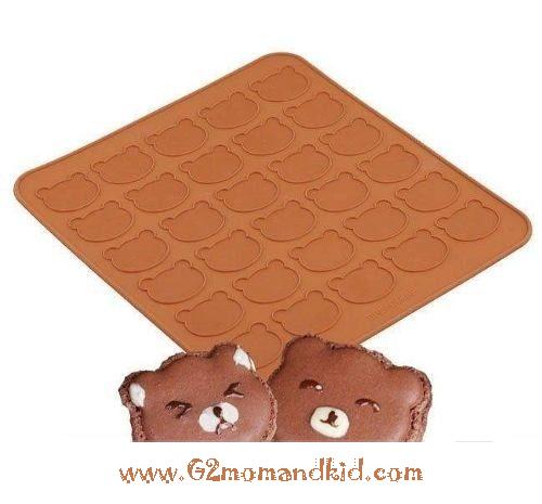++พร้อมส่ง++ แผ่นซิลิโคนทำมาการอง รูปหัวหมี 30 ช่อง