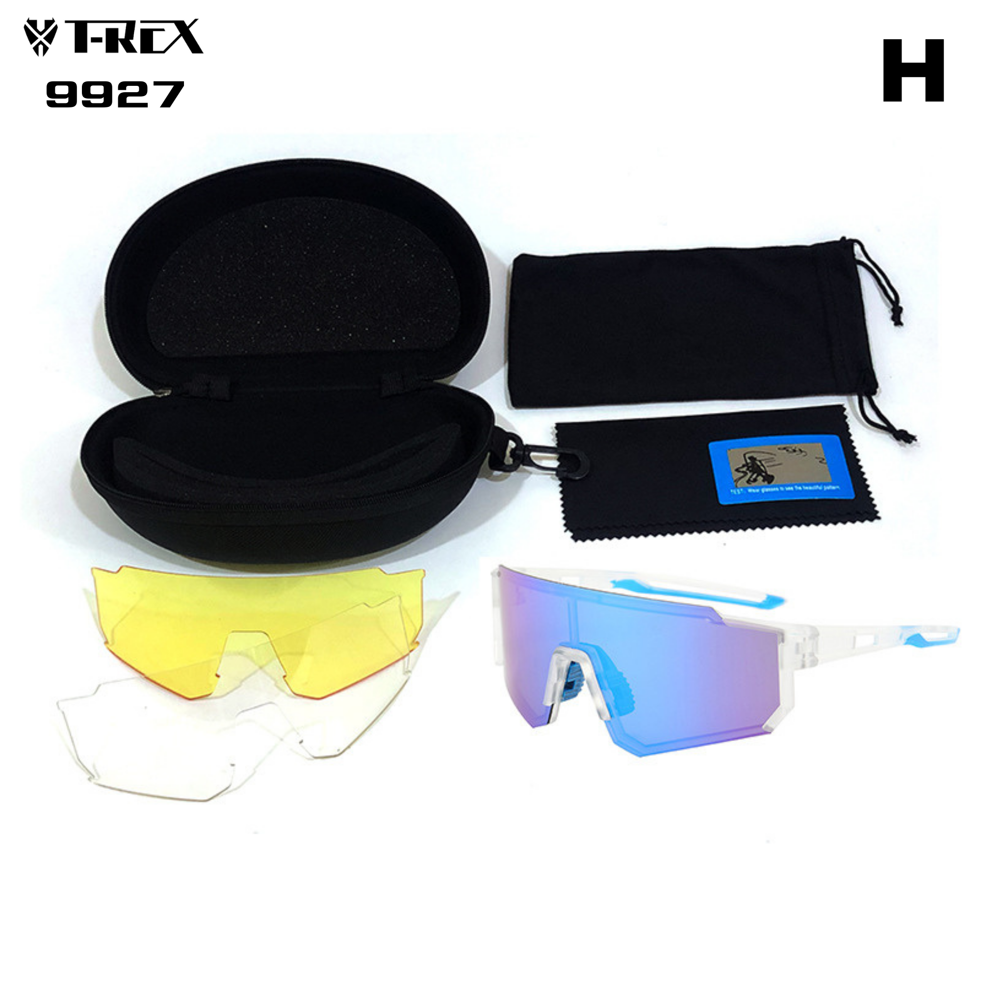 แว่นตาปั่นจักรยาน T-REX รุ่น 9927 3เลนส์ POLARIZE กันแดด กันลม กันฝุ่น UV แว่นกันแดด แว่นปั่น