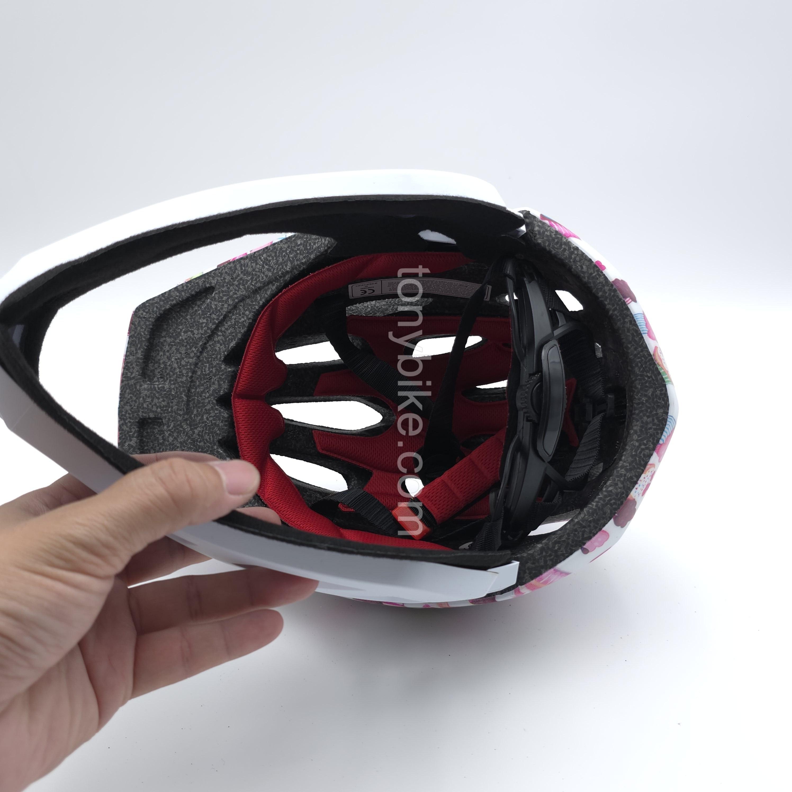 หมวกจักรยานเด็ก เต็มใบ สีขาว ลายขนม 46-53 ซม.