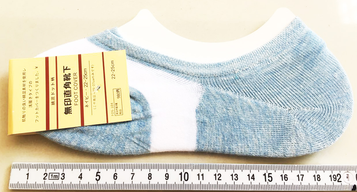 ถุงเท้าหญิง สไตล์ Muji ลาย มีซิลิโคนกันกัด