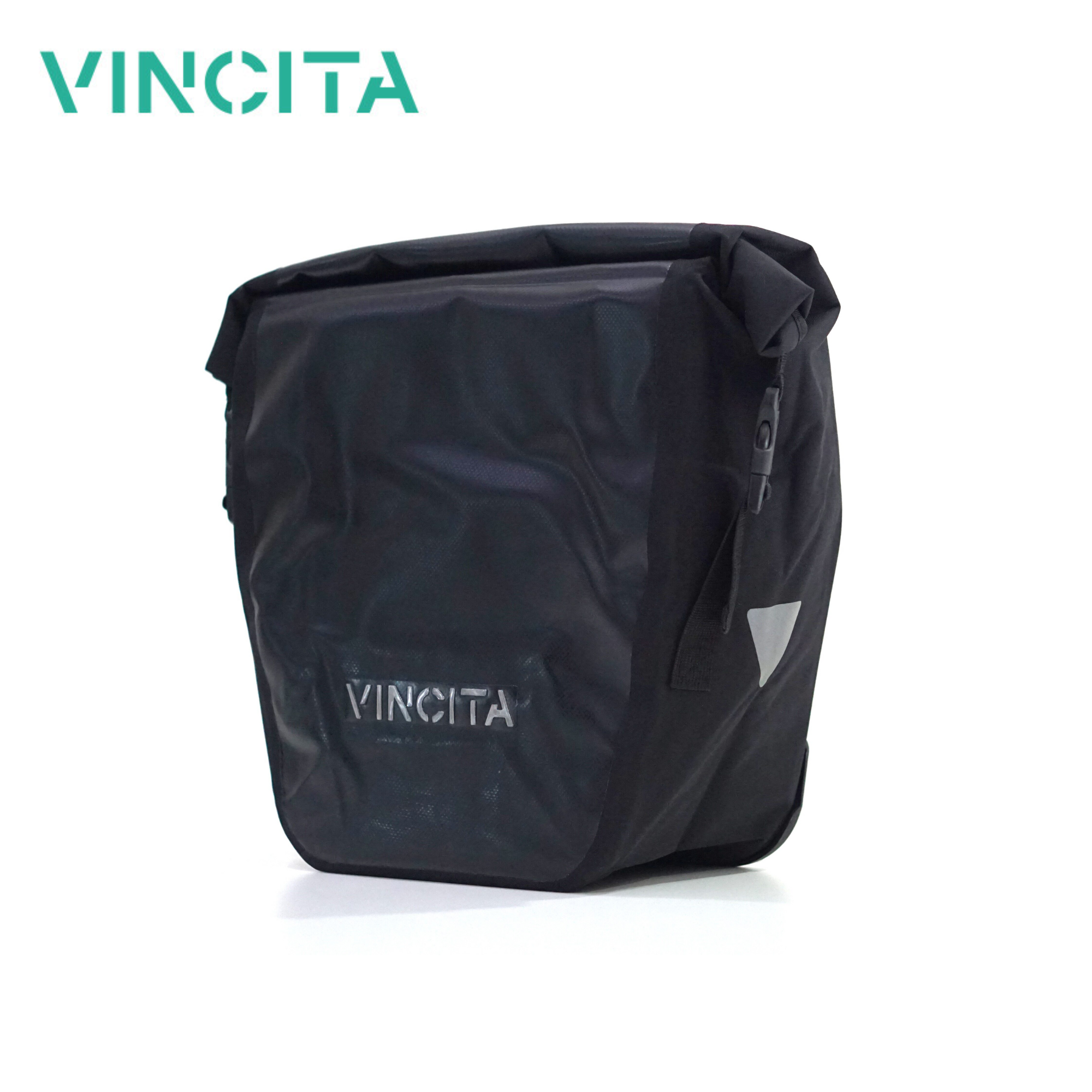 VINCITA B060WP — กระเป๋าจักรยานแพนเนียร์เดี่ยวฝาม้วน (คู่หลัง, 2 ใบ)