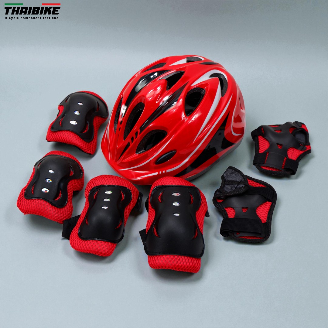 ชุดอุปกรณ์ป้องกันสำหรับเด็กโต 7 ชิ้น (หมวก+สนับมือ+เข่า+ศอก) รุ่น Premium