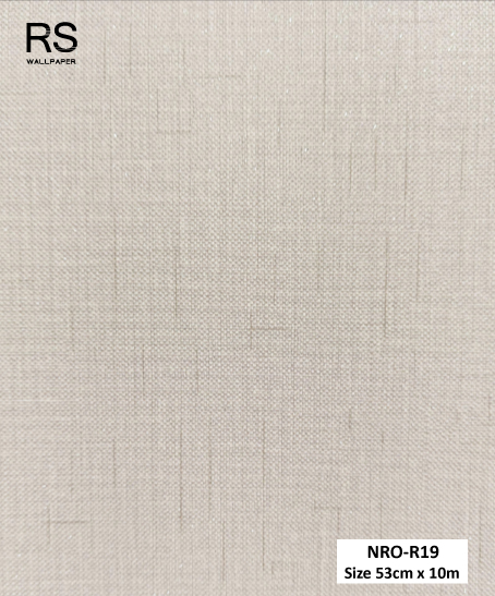 วอลเปเปอร์ สีเทาอมน้ำตาลอ่อนลายผ้า มีกลิตเตอร์สีเงิน NRO-R19