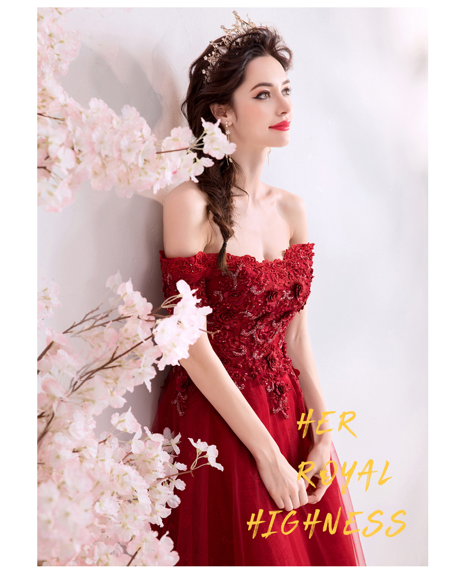 DL106 **พรีออเดอร์** ชุดออกงานสีแดง ชุดราตรี เดรสยาวออกงาน (Night party dresses) ชุดไปงานแต่งงานสวยๆ "ธีมสีแดง"
