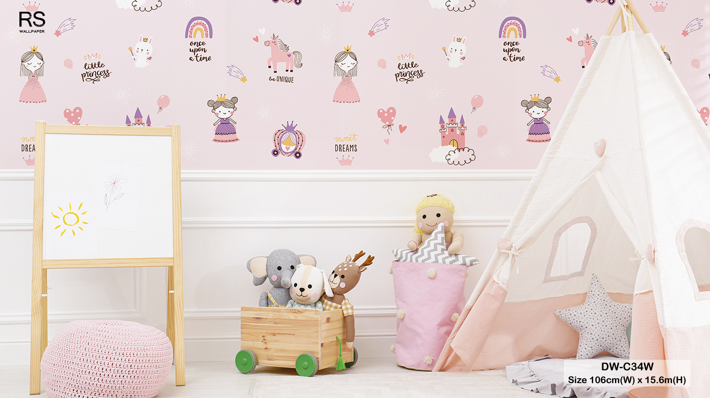 วอลเปเปอร์ห้องเด็ก ลายเจ้าหญิง Pretty Girl No.DW-C34W